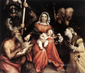 lorenzo loto Painting - Las bodas místicas de Santa Catalina 1524 Renacimiento Lorenzo Lotto